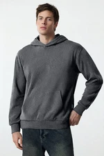 Trendyol Smoke Oversize/Wide Cut Fleece Inside Hooded Sweatshirt