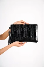 Capone Outfitters Patent Leather Croco Patterned Paris Women's Clutch Bag