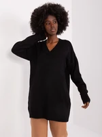 Black long classic neckline sweater