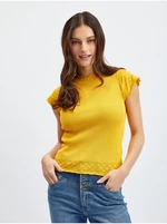 Orsay Yellow Womens T-Shirt with Stand-up Collar - Women