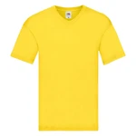 Original V-neck Fruit of the Loom Men's Yellow T-shirt