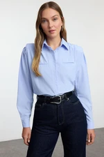 Trendyol Blue Padding Detailed Oversize Wide Fit Shirt