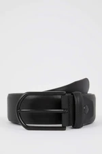 DEFACTO Men's Rectangle Buckle Faux Leather Belt