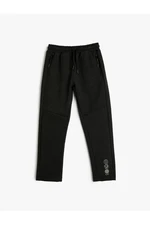 Koton Basic Sweatpants with Print Detail Tie Waist Ribbon