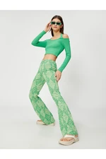 Koton Spanish Leg Pants with Patterned Ruffle Detailed.