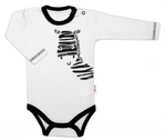 Baby Nellys Body dlouhý rukáv, bílé, Zebra, vel. 56 (1-2m)