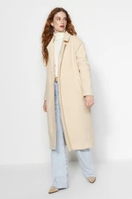 Trendyol Oversized Ecru Wide Cut Long Stitched Coat