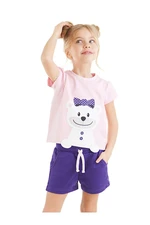 Denokids Teddy Bear Girl Pink T-shirt Purple Short Shorts Summer Suite