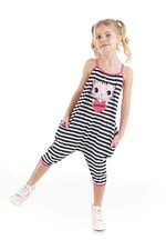 Denokids Love Me Girls' Striped Cat Jumpsuit with Straps