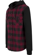 Flanell Sweat Sweat Plaid Hooded Shirt blk/burgundy/blk