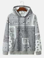 Mens Paisley Scarf Printed Kangaroo Pocket Hoodies