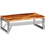 Solid Sheesham Wood Coffee Table with Steel Leg