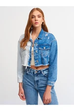 Dilvin Women's Blue Tie-Dyeing Wash Denim Coat