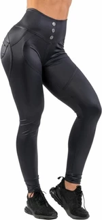 Nebbia High Waist Glossy Look Bubble Butt Pants Volcanic Black XS Fitness Hose