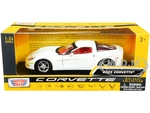 2005 Chevrolet Corvette C6 White with Red Interior "History of Corvette" Series 1/24 Diecast Model Car by Motormax