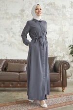 InStyle Linny Buttoned Shirt Collar Abaya - Anthracite