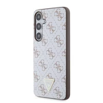 Zadní kryt Guess PU Leather 4G Triangle Metal Logo pro Samsung Galaxy S24+, bílá