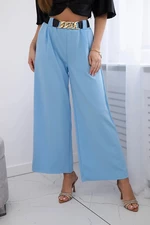 Wide-leg viscose trousers in blue