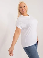 Ecru blouse plus sizes with short sleeves