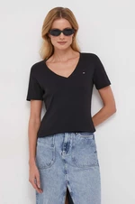 Bavlněné tričko Tommy Hilfiger černá barva, WW0WW40584