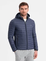 Ombre Men's quilted bagged jacket - navy blue