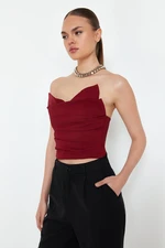 Trendyol Burgundy Crop Woven Bustier