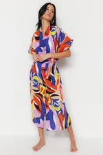 Trendyol Abstract Pattern Maxi Woven 100% Cotton Kimono & Kaftan