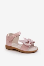 Children's sandals with bow and Velcro fastening, pink Wistala