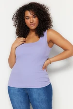 Trendyol Curve Lilac Basic Corded Knitted Square Neck Undershirt