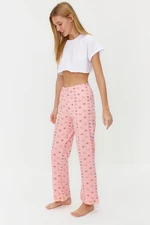 Trendyol Salmon Cotton Star Pattern Knitted Pajama Bottom