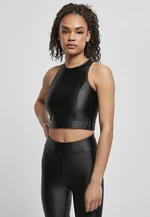 Women's Cropped Shiny Top Black