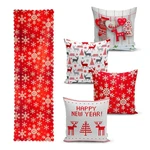 Zestaw 4 świątecznych poszewek na poduszki i bieżnika Minimalist Cushion Covers Happy Holiday