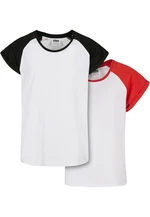 Girls' Contrasting Raglan T-Shirt 2-Pack White/Hugered+White/Black