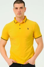 T8586 DEWBERRY MEN'S POLO NECK T-SHIRT-LIGHT YELLOW