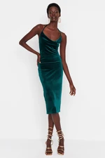 Trendyol Emerald Green Evening Dress With Straps