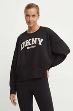 Mikina Dkny dámska, čierna farba, s nášivkou, DP4T9944