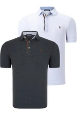 DUAL SET T8582 DEWBERRY MENS T-SHIRT-WHITE-ANTHRACITE