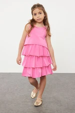 Trendyol Pink Girl's Ruffled Sleeveless Knitted Dress