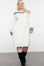 Trendyol Curve Cream Sailor Collar Premium Soft Fabric Knitwear Dress