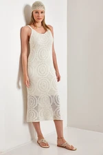 Bianco Lucci Women's Round Patterned Strap Knitwear Dress