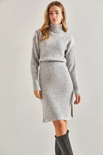 Bianco Lucci Women's Turtleneck Sweater Dress with Elastic Waist