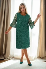 E2654 Dewberry Spanish Sleeve Plus Size Evening Dress-GREEN