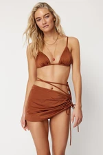 Trendyol Brown Triangle Brazilian 3-Piece Bikini Set