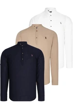 TRIPLE SET G783 DEWBERRY JUDGE COLLAR SHIRT-NAVY-WHITE-BEIGE