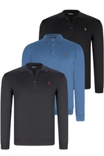 SET OF THREE V4007 DEWBERRY MEN'S SWEATSHIRT-BLACK-NAVY-INDIGO