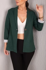 armonika Women's Emerald Striped One-Button Jacket