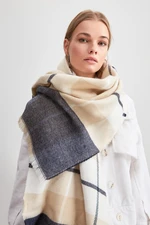 Trendyol Beige Checked Pattern Women's Soft-textured Scarf