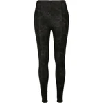 Women's washed trousers made of artificial leather black