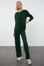 Trendyol Dark Green Basic Knitwear Bottom-Top Set