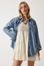 Happiness İstanbul Women's Medium Blue Oversize Denim Jacket